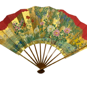 “garden of seasons ” double sided handcrafted folding fan by jumatsuya fukui, kyoto(pre owned / no.16 garden of seasons )