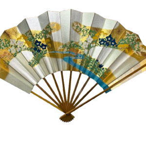 “silver stream – blossoms along the flowing river” handcrafted folding fan by jumatsuya fukui, kyoto(pre owned / no.17 blossoms along the flowing river )