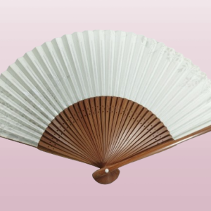 White Classic Japanese Folding Fan — Natural Wood Ribs(Pre-Owned /No. 40 )