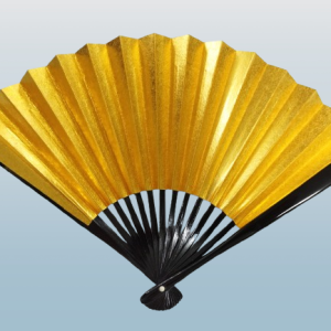 Reversible Gold & Silver Japanese Dance Fan — Black Lacquer Finish(Pre-Owned /No. 41 )