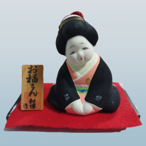 Japanese “Ofuku-san” Figurine – Traditional Symbol of Good Fortune and Happiness(Pre-Owned /No.50）